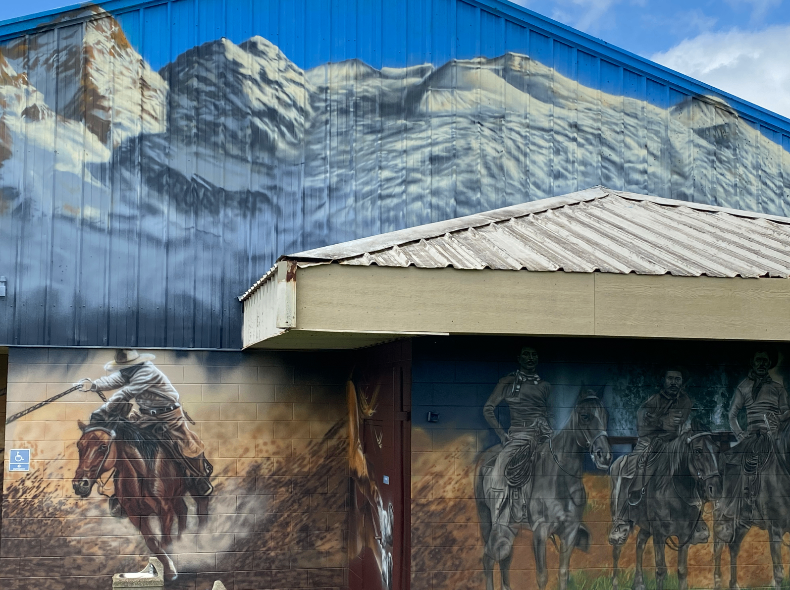 Mountain mural on stable wall